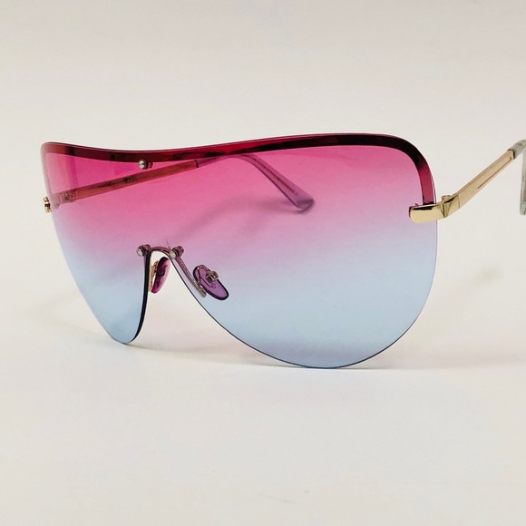 Accessories - Shield Sunglasses Pink Blue Ombre Fashion Visor Sun Glasses Women Huge Shades